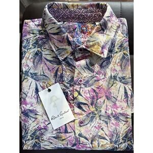 NWT Robert Graham Mens Small Rory Short Sleeve Linen Cotton Shirt $198 Classic